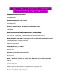 OPHTHALMIC MEDICAL ASSISTING-COA|Exam Study Questions and Correct Answers