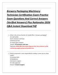 Brewery Packaging Machinery Technician Certification Exam Practice Exam Questions And Co