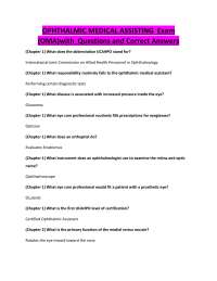 OPHTHALMIC MEDICAL ASSISTING Exam (OMA)with Questions and Correct Answers