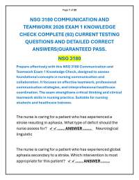 NSG 3180 COMMUNICATION AND TEAMWORK 2026 EXAM 1 KNOWLEDGE CHECK COMPLETE (93) CURRENT TE