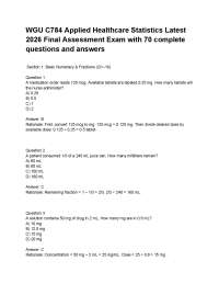WGU C784 Applied Healthcare Statistics Latest 2026 Final Assessment Exam with 70 complete