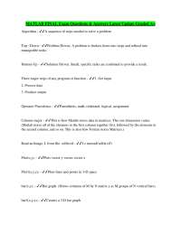 MATLAB FINAL Exam Questions & Answers Latest Update Graded A+