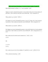 MATLAB Exam Questions & Answers Latest Update Graded A+