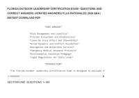 FLORIDA OUTDOOR LEADERSHIP CERTIFICATION EXAM –QUESTIONS AND CORRECT ANSWERS