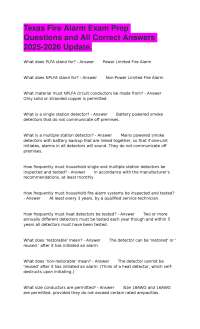 Texas Fire Alarm Exam Prep Questions and All Correct Answers 2025-2026 Update.