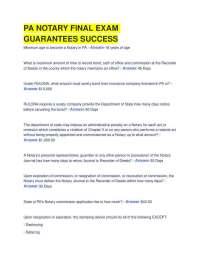 PA NOTARY FINAL EXAM GUARANTEES SUCCESS