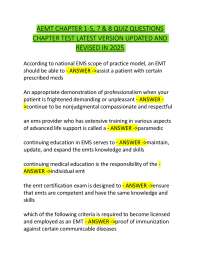 AEMT CHAPTER 1-5, 7 & 8 QUIZ QUESTIONS CHAPTER TEST LATEST VERSION UPDATED AND REVISED I