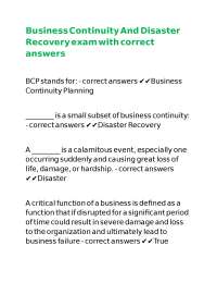 Business Continuity And Disaster Recovery exam with correct answers