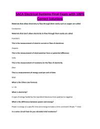 SACA Electrical Systems Final Exam with 100% Correct Solutions