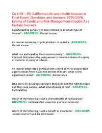 CA LIFE – PSI California Life and Health Insurance Final Exam| Questions and Answers 2026