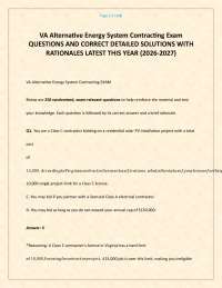 VA Alternative Energy System Contracting Exam QUESTIONS AND CORRECT DETAILED SOLUTIONS WIT