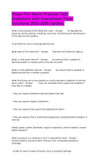 Texas Fire Alarm Practice Test Questions with Guaranteed Pass Solutions 2025-2026 Update.