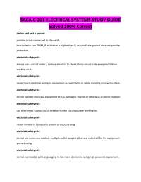 SACA C-201 ELECTRICAL SYSTEMS STUDY GUIDE Solved 100% Correct