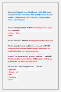 Connecticut Adjuster Exam, Most Recent || 2025 /2026 Actual Complete Real Exam