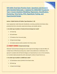 ISYE 6501 Final Quiz Practice Exam Questions and Answers with Detailed Rationales | Upda