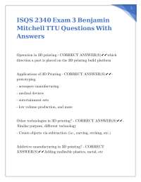 ISQS 2340 Exam 3 Benjamin Mitchell TTU Questions With Answers