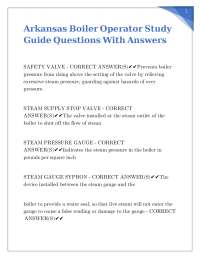 Arkansas Boiler Operator Study Guide Questions With Answers