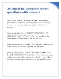 Arkansas boiler operator test questions with answers
