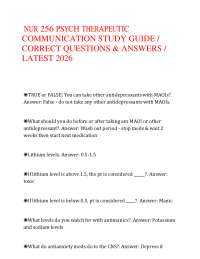 NUR 256 PSYCH THERAPEUTIC COMMUNICATION STUDY GUIDE / CORRECT QUESTIONS & ANSWERS