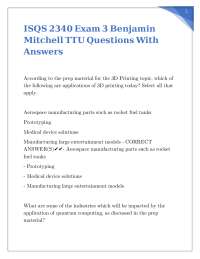 ISQS 2340 Exam 3 Benjamin Mitchell TTU Questions With Answers