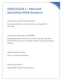 ISQS EXAM 1 – Mitchell Questions With Answers.
