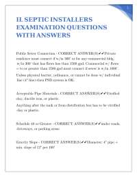 IL SEPTIC INSTALLERS EXAMINATION QUESTIONS WITH ANSWERS