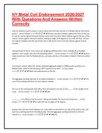 NY Metal Coil Endorsement 2026/2027: Questions and Answers Study Guide