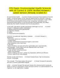 CPH Exam: Environmental Health Sciences with all Correct & 100% Verified Answers |Latest V