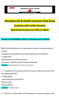 Maryland Life & Health Insurance Final Exam | Practice Questions & Study Guide | Licensing