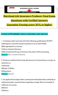 Maryland Life Insurance Producer Final Exam | Practice Questions & Study Guide | Licensing
