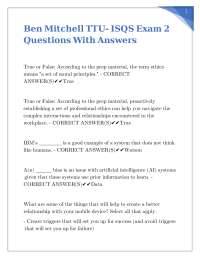 Ben Mitchell TTU- ISQS Exam 2 Questions With Answers