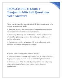 ISQS 2340 TTU Exam 1 - Benjamin Mitchell Questions With Answers