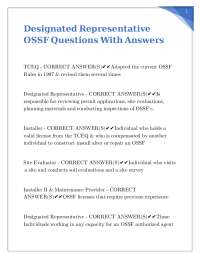 Designated Representative OSSF Questions With Answers