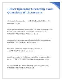 Boiler Operator Licensing Exam Questions With Answers