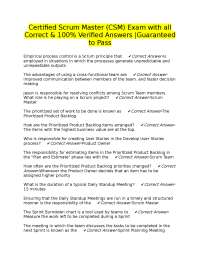 Certified Scrum Master (CSM) Exam with all Correct & 100% Verified Answers |Guaranteed to