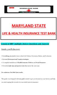 Maryland State Life & Health Insurance Test Bank (PDF) | (Updated) 400+ Practice Questions