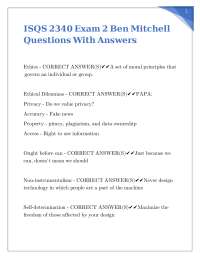 ISQS 2340 Exam 2 Ben Mitchell Questions With Answers