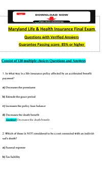 Maryland Life & Health Insurance Final Exam | Practice Questions & Study Guide | Licensing