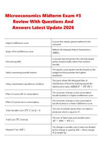 Microeconomics Midterm Exam #3 Review With Questions And Answers Latest Update 2026