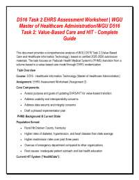 D516 Task 2 EHRS Assessment Worksheet | WGU Master of Healthcare Administration/WGU D516