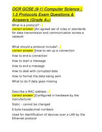 OCR GCSE (9-1) Computer Science | 1.5 Protocols Exam Questions & Answers (Grade A+)
