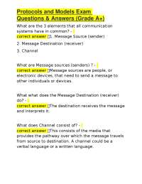 Protocols and Models Exam Questions & Answers (Grade A+)