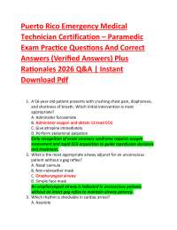 Puerto Rico Emergency Medical Technician Certification – Paramedic Exam Practice Questio
