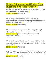 Module 3: Protocols and Models Exam Questions & Answers (Grade A+)