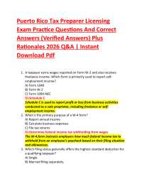 Puerto Rico Tax Preparer Licensing Exam Practice Questions And Correct Answers (Verified