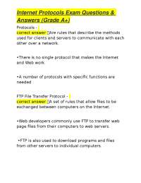 Internet Protocols Exam Questions & Answers (Grade A+)