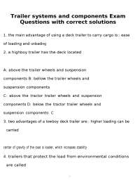 Trailer Systems And Components Exam Questions with Correct solutions
