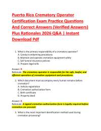 Puerto Rico Crematory Operator Certification Exam Practice Questions And Correct Answers