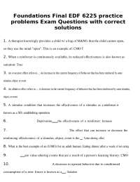 Foundations Final EDF 6225 Practice problems Exam Questions with correct solutions
