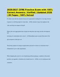 2026/2027 CFRE Practice Exam with 100% Correct Answers | Verified | Updated 2026 | 28 Page